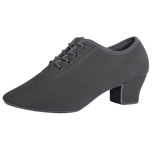 Linodes Damen Schnürschuhe Praxis Ballsaal Schuhe Professionelle Latein Performance Tanzschuhe, Schwarz, 3,8 cm Absatz, 39 EU von Linodes