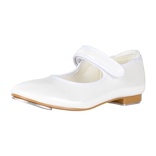 Linodes Economy Unisex-Schuh für Mädchen und Jungen, einfach zu befestigen, flach, Weiß glänzend, 10 Little Kid von Linodes