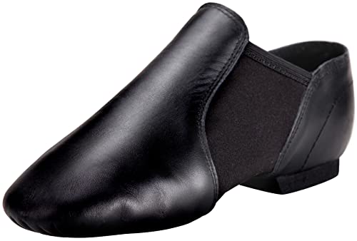 Linodes Unisex Leder Obermaterial Jazz Schuh Slip On für Damen und Herren Tanzschuhe, Schwarz von Linodes