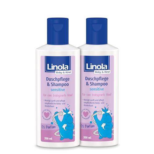 Linola Baby & Kind Duschpflege & Shampoo sensitive - 2 x 200 ml - Für Haut und Haar | 2-in-1 Duschgel & Shampoo für sensible Baby- und Kinderhaut von Linola