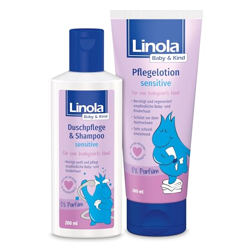 Linola Baby & Kind - Duschpflege & Shampoo sensitive und Pflegelotion sensitive - 2 x 200 ml - für sensible Baby- und Kinderhaut von Linola