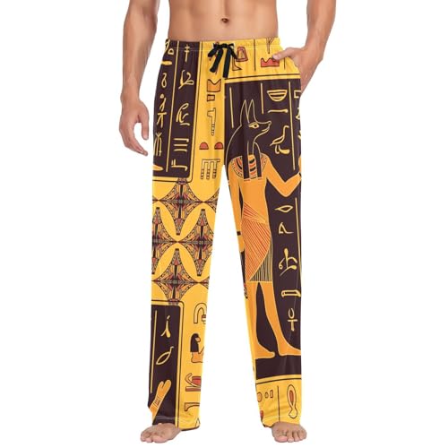 Herren Schlafanzughose Vintage Ägypten Pyjama Loungewear 100% Baumwolle Pyjama Hose Nachtwäsche PJs Hose für Männer Jungen, mehrfarbig, S von Linomo