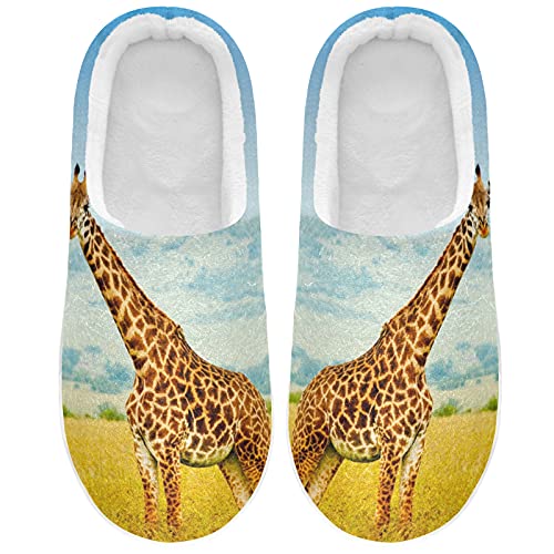 Linomo Afrikanisch Tier Giraffe Hausschuhe für Unisex Damen Männer Hausschuhe Wärme Drinnen Hausschuhe Schlafzimmer Schuh von Linomo