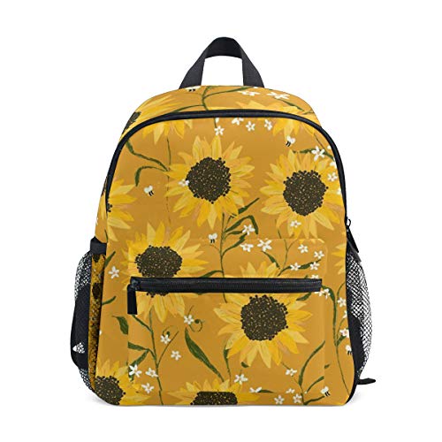 Linomo Blume Sonnenblume Kinder Rucksack Daypack Rucksack Bookbag Vorschule Kleinkind Rucksäcke Kindergarten Umhängetasche für Jungen Mädchen Kind, mehrfarbig von Linomo