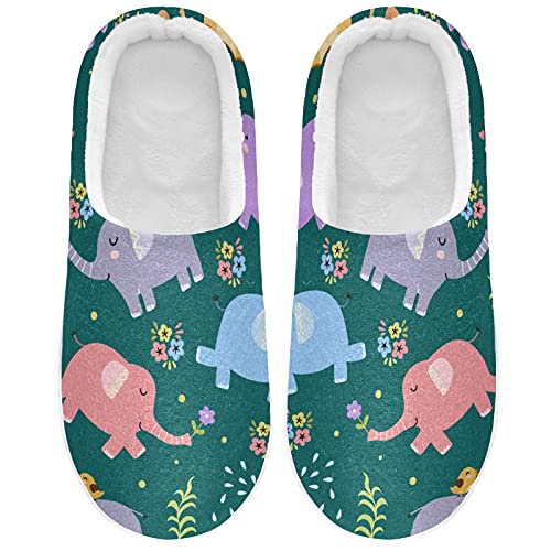 Linomo Bunt Süß Elefant Hausschuhe für Unisex Damen Männer Hausschuhe Wärme Drinnen Hausschuhe Schlafzimmer Schuh von Linomo