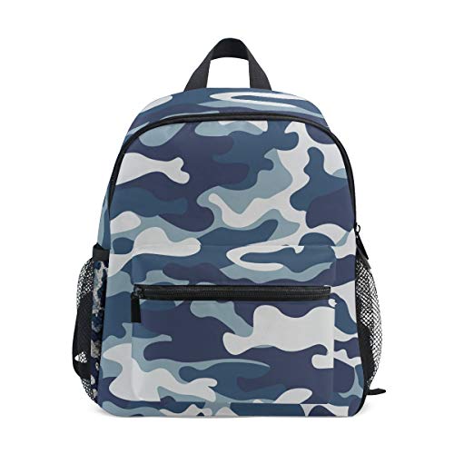 Linomo Camo Blau Camouflage Kinder Rucksack Daypack Rucksack Bookbag Vorschule Kleinkind Rucksäcke Kindergarten Umhängetasche für Jungen Mädchen Kind, mehrfarbig von Linomo