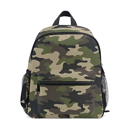 Linomo Rucksack für Kinder, Camouflage, Grün, Tagesrucksack, Büchertasche, Vorschule, Kleinkinder, Rucksäcke, Kindergarten, Schultertasche für Jungen und Mädchen von Linomo