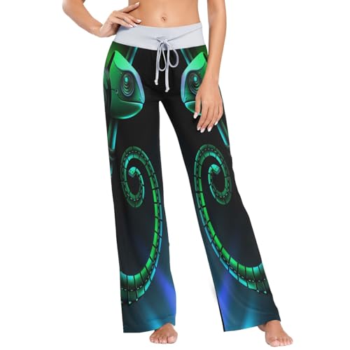 Linomo Damen Pyjamahose Grün Chamäleon Eidechse Loungehose Schlafanzughose Freizeithose YogaHose Weites Bein Hose Linomo Damen Pyjamahose Grün Chamäleon Eidechse Loungehose Schlafanzughose Freizeithose YogaHose Weites Bein Hose von Linomo