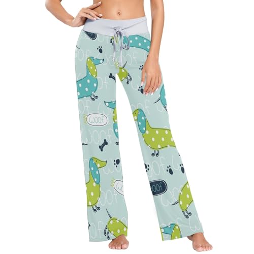 Linomo Damen Pyjamahose Süß Dackel Hund Loungehose Schlafanzughose Freizeithose YogaHose Weites Bein Hose Linomo Damen Pyjamahose Süß Dackel Hund Loungehose Schlafanzughose Freizeithose YogaHose Weites Bein Hose von Linomo