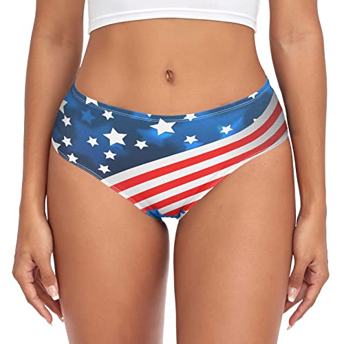 Linomo Damen-Unterwäsche, USA-Flagge, Slip, Hipster-Höschen für Damen und Mädchen, mehrfarbig, 36 von Linomo