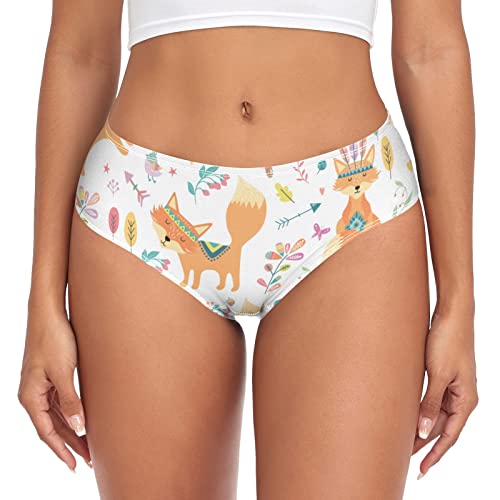 Linomo Damen Unterwäsche Boho Fuchs Süß Tier Unterhosen Pantys Hipsters für Damen Mädchen Frauen von Linomo