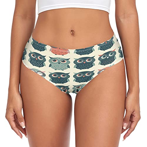 Linomo Damen Unterwäsche Bunt Eule Vogel Jahrgang Unterhosen Pantys Hipsters für Damen Mädchen Frauen von Linomo