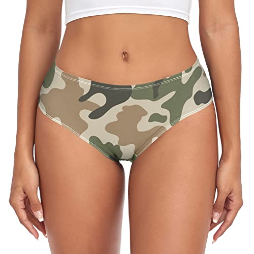 Linomo Damen Unterwäsche Camo Grün Camouflage Slip Hipster Höschen für Damen Mädchen, mehrfarbig, 46 von Linomo