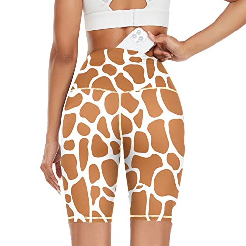 Linomo Damen Yoga Shorts Tier Giraffe Haut Druck Yoga-Hose Kurze Sporthose Leggings Fitness Shorts Laufhose Kurze Hose von Linomo