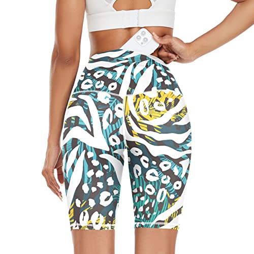 Linomo Damen Yoga Shorts Tier Zebra Tiger Leopard Druck Yoga-Hose Kurze Sporthose Leggings Fitness Shorts Laufhose Kurze Hose von Linomo