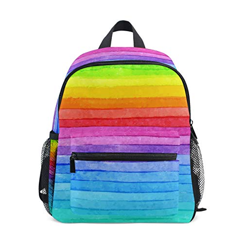 Linomo Farbenfroher Regenbogen Kinderrucksack Tagesrucksack Büchertasche Vorschule Kleinkind Rucksäcke Kindergarten Schultertasche für Jungen Mädchen Kind von Linomo