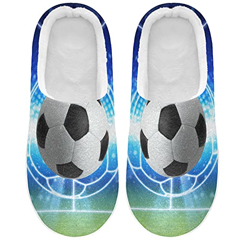 Linomo Galaxis Fußball Sport Ball Hausschuhe für Unisex Damen Männer Hausschuhe Wärme Drinnen Hausschuhe Schlafzimmer Schuh von Linomo