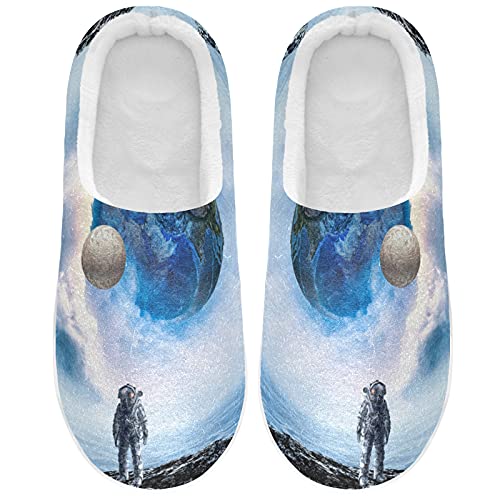Linomo Galaxis Weltraum Erde Planet Astronaut Hausschuhe für Unisex Damen Männer Hausschuhe Wärme Drinnen Hausschuhe Schlafzimmer Schuh von Linomo