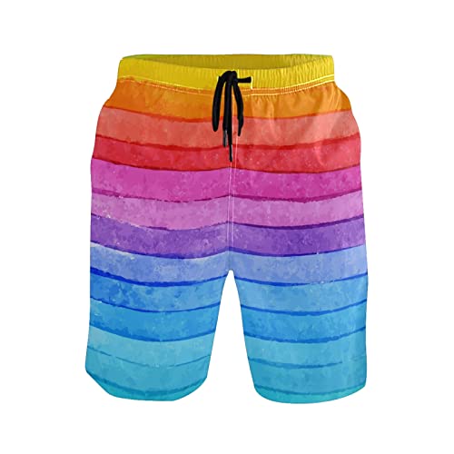 Linomo Herren Badehose Bunt Regenbogen schnelltrocknende Strandshorts Boardshorts Beachshorts Trainingshose Schwimmhose für Männer von Linomo