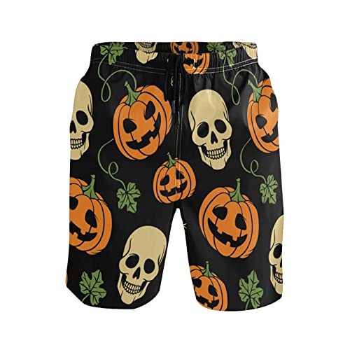 Linomo Herren Badehose Halloween Zucker Schädel Kürbis schnelltrocknende Strandshorts Boardshorts Beachshorts Trainingshose Schwimmhose für Männer von Linomo