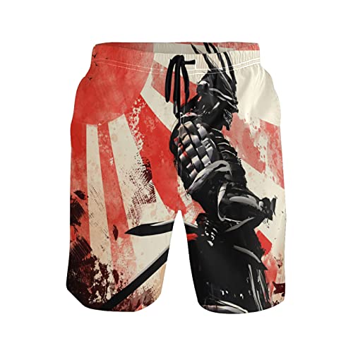 Linomo Herren Badehose Japanischer Samurai schnelltrocknende Strandshorts Boardshorts Beachshorts Trainingshose Schwimmhose für Männer von Linomo