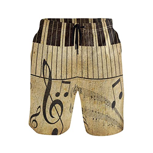 Linomo Herren Badehose Musik Note Musical Klavier schnelltrocknende Strandshorts Boardshorts Beachshorts Trainingshose Schwimmhose für Männer von Linomo