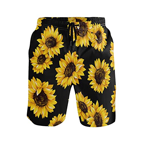 Linomo Herren Badehose Sonnenblume Blumen Blume Muster schnelltrocknende Strandshorts Boardshorts Beachshorts Trainingshose Schwimmhose für Männer von Linomo