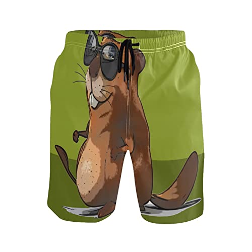 Linomo Herren Badehose Süß Biber schnelltrocknende Strandshorts Boardshorts Beachshorts Trainingshose Schwimmhose für Männer von Linomo