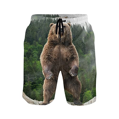 Linomo Herren Badehose Tier Braun Bär schnelltrocknende Strandshorts Boardshorts Beachshorts Trainingshose Schwimmhose für Männer von Linomo