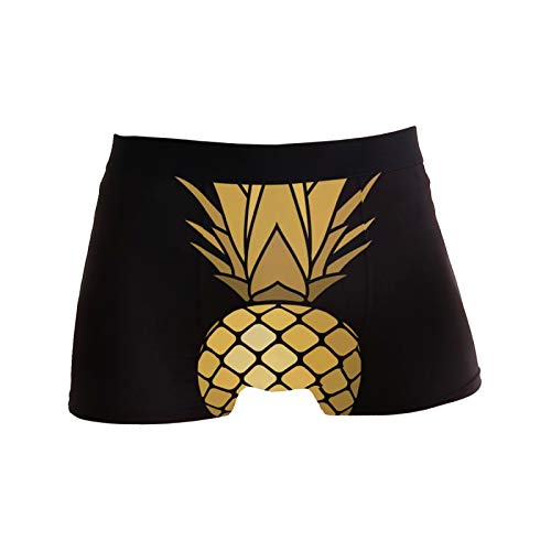 Linomo Herren Boxershorts Gold Ananas Muster Unterhosen Männer Herren Unterwäsche für Männer von Linomo