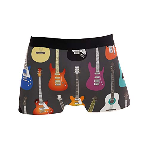 Linomo Herren Boxershorts Musical Instrumente Musik Gitarre Geige Unterhosen Männer Herren Unterwäsche für Männer von Linomo