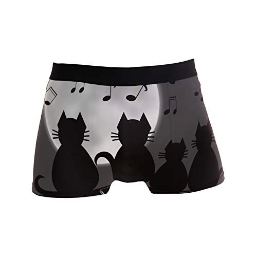 Linomo Herren Boxershorts Süß Katze Musik Note Mond Unterhosen Männer Herren Unterwäsche für Männer von Linomo