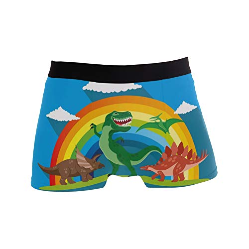 Linomo Herren Boxershorts Süß Tier Dinosaurier Regenbogen Unterhosen Männer Herren Unterwäsche für Männer von Linomo