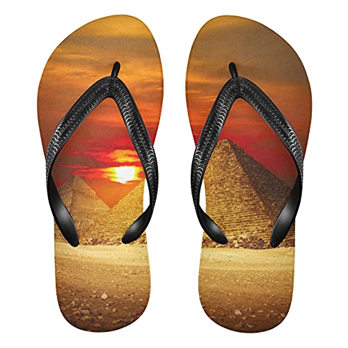 Linomo Herren Damen Zehentrenner Ägyptisch Pyramiden Ägypten Flip Flops Badelatschen Casual Sandalen Sommer Strand Hausschuhe von Linomo