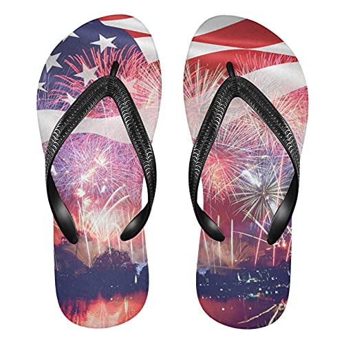 Linomo Herren Damen Zehentrenner Amerikanischer Flagge Star Flip Flops Badelatschen Casual Sandalen Sommer Strand Hausschuhe von Linomo