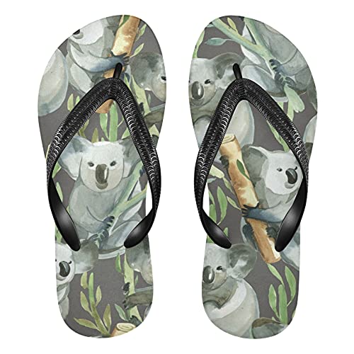 Linomo Herren Damen Zehentrenner Aquarell Süß Koala Flip Flops Badelatschen Casual Sandalen Sommer Strand Hausschuhe von Linomo