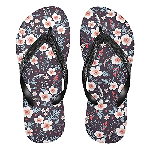 Linomo Herren Damen Zehentrenner Blumen Blume Flip Flops Badelatschen Casual Sandalen Sommer Strand Hausschuhe von Linomo