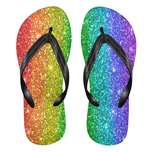 Linomo Herren Damen Zehentrenner Bunt Regenbogen Druck Flip Flops Badelatschen Casual Sandalen Sommer Strand Hausschuhe von Linomo