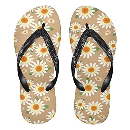 Linomo Herren Damen Zehentrenner Gänseblümchen Blume Flip Flops Badelatschen Casual Sandalen Sommer Strand Hausschuhe von Linomo