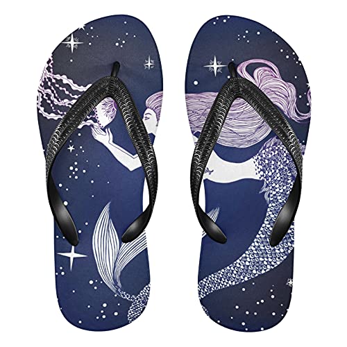 Linomo Herren Damen Zehentrenner Galaxis Star Meerjungfrau Qualle Flip Flops Badelatschen Casual Sandalen Sommer Strand Hausschuhe von Linomo