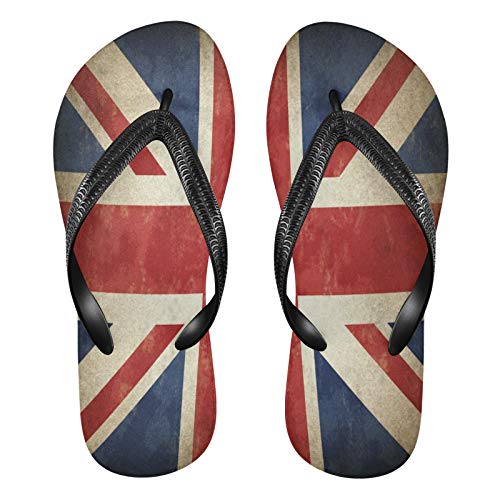 Linomo Herren Damen Zehentrenner Jahrgang UK Flagge Union Jack Englisch England Flip Flops Badelatschen Casual Sandalen Sommer Strand Hausschuhe von Linomo