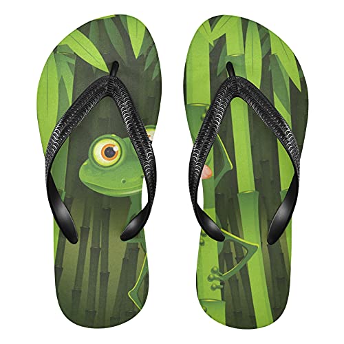 Linomo Herren Damen Zehentrenner Lustig Frosch Grün Flip Flops Badelatschen Casual Sandalen Sommer Strand Hausschuhe von Linomo