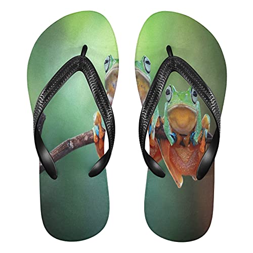 Linomo Herren Damen Zehentrenner Lustig Tier Frosch Flip Flops Badelatschen Casual Sandalen Sommer Strand Hausschuhe von Linomo