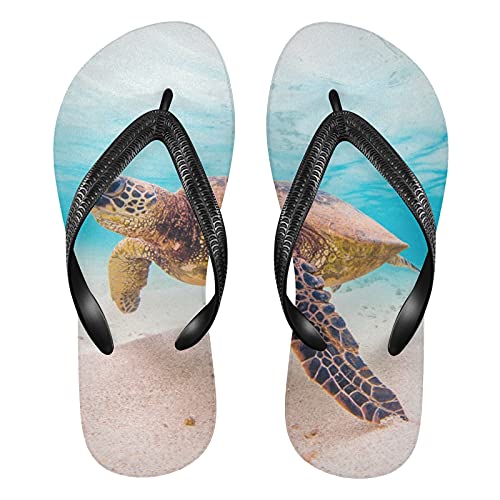 Linomo Herren Damen Zehentrenner Meer Tier Schildkröte Flip Flops Badelatschen Casual Sandalen Sommer Strand Hausschuhe von Linomo