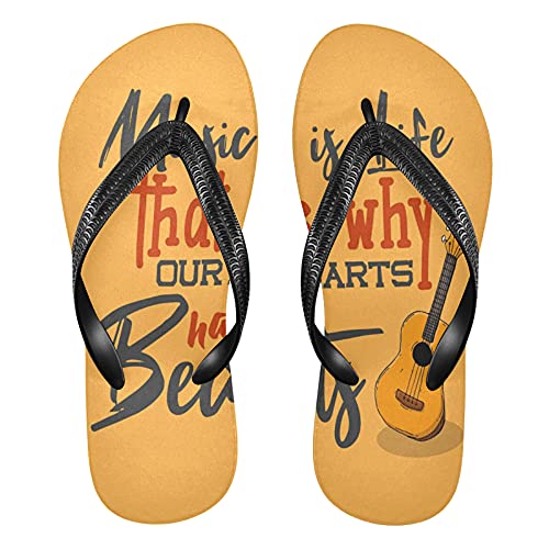 Linomo Herren Damen Zehentrenner Musik Gitarre Zitat Flip Flops Badelatschen Casual Sandalen Sommer Strand Hausschuhe von Linomo