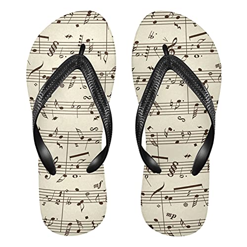 Linomo Herren Damen Zehentrenner Musik Note Flip Flops Badelatschen Casual Sandalen Sommer Strand Hausschuhe von Linomo