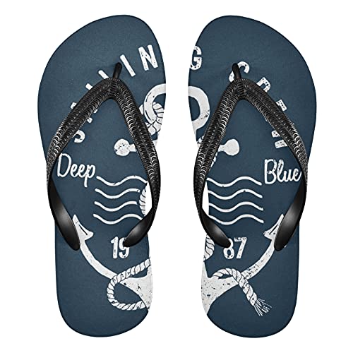 Linomo Herren Damen Zehentrenner Nautisch Anker Flip Flops Badelatschen Casual Sandalen Sommer Strand Hausschuhe von Linomo