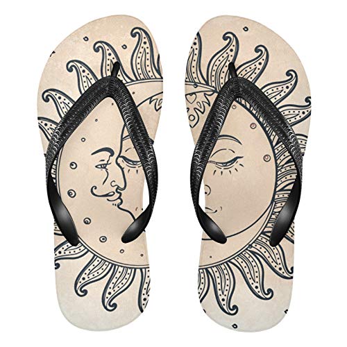 Linomo Herren Damen Zehentrenner Sonne Mond Star Flip Flops Badelatschen Casual Sandalen Sommer Strand Hausschuhe von Linomo