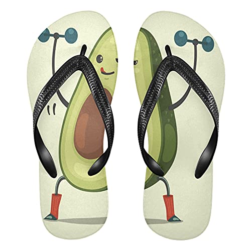 Linomo Herren Damen Zehentrenner Süß Avocado Karikatur Flip Flops Badelatschen Casual Sandalen Sommer Strand Hausschuhe von Linomo