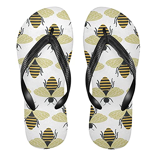 Linomo Herren Damen Zehentrenner Süß Biene Muster Flip Flops Badelatschen Casual Sandalen Sommer Strand Hausschuhe von Linomo